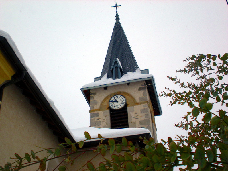 clocher de Villaroux sous la neige